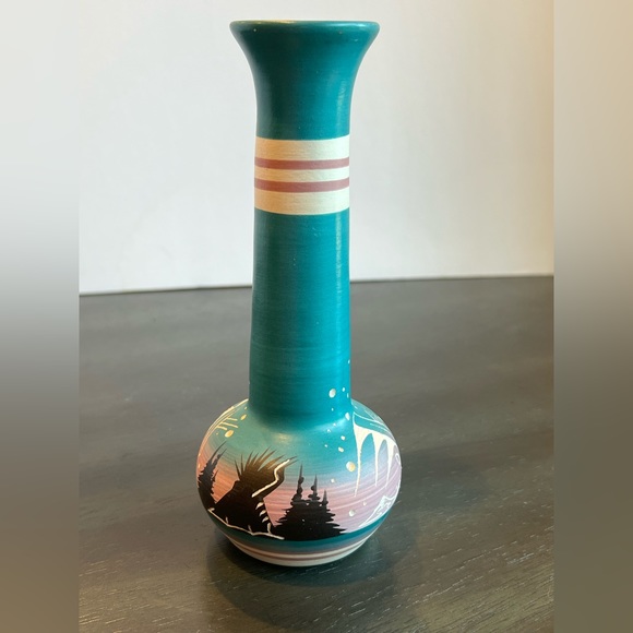 Vintage Navajo Pottery Vase. Signed Thomas. Handmade Signed And Numbered - Picture 4 of 7